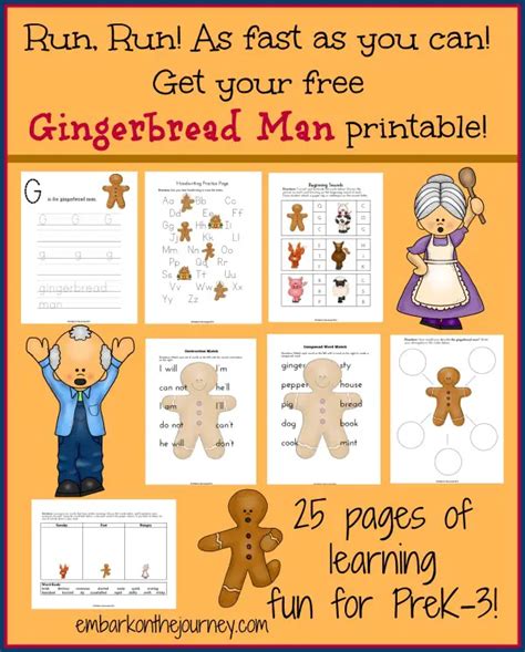 gingerbread man story printables crafts  ideas homeschool giveaways