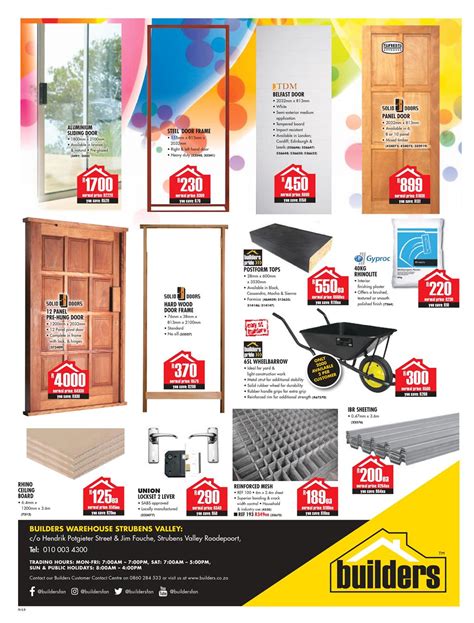 builders warehouse   september   prices