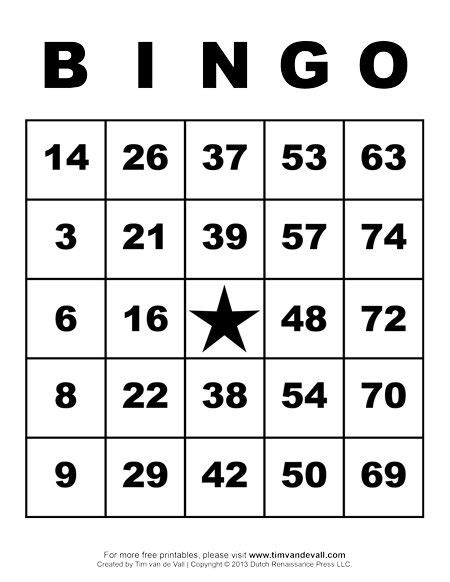 printable bingo cards   numbers  tokens tims
