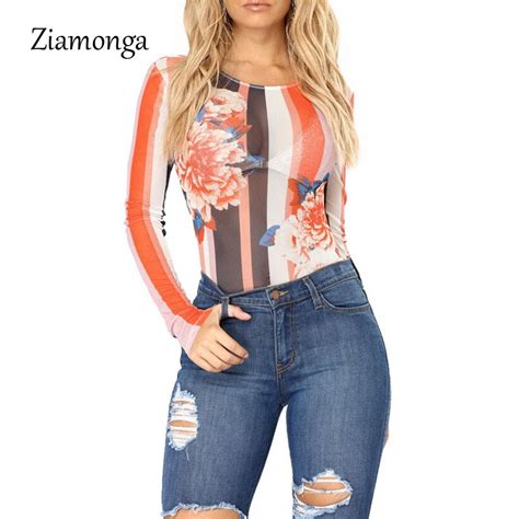 buy ziamonga sexy floral printed bodysuit women