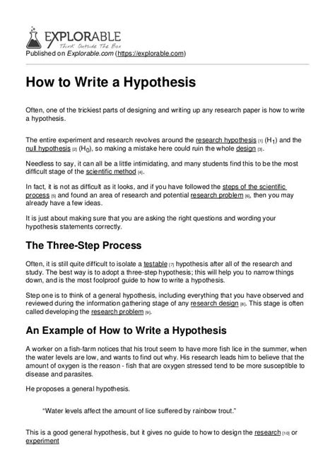 write  hypothesis   lab report writing scientific papers