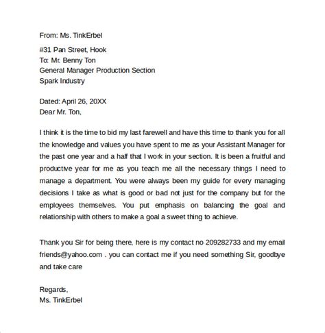 Sample Farewell Letters To Coworkers 12 Documents In Word Pdf