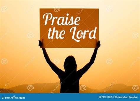 girl   sign  word praise  lord stock photo image