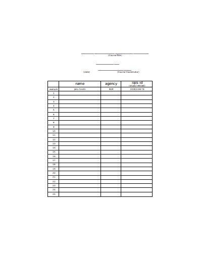 training sign  sheet templates  google sheets  word pages