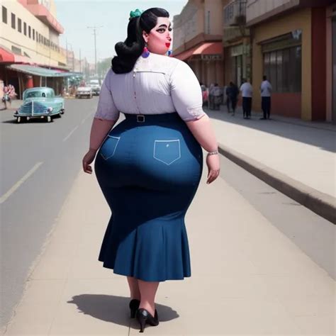ai image creator 1950s fat ssbbw mexican woman with huge ass