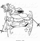 Skiing Outlined Santa Toonaday sketch template