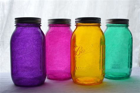 Stained Glass Mason Jars Quart Size Set Of 4 In Your Choice Of