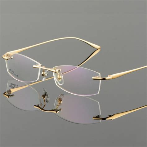 vazrobe gold glasses men s eyeglasses frame rimless spectacles for