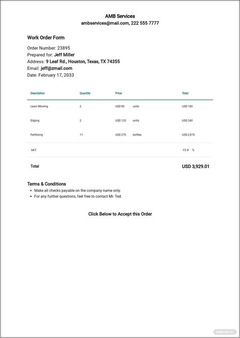 blank printable work order template templates resume designs
