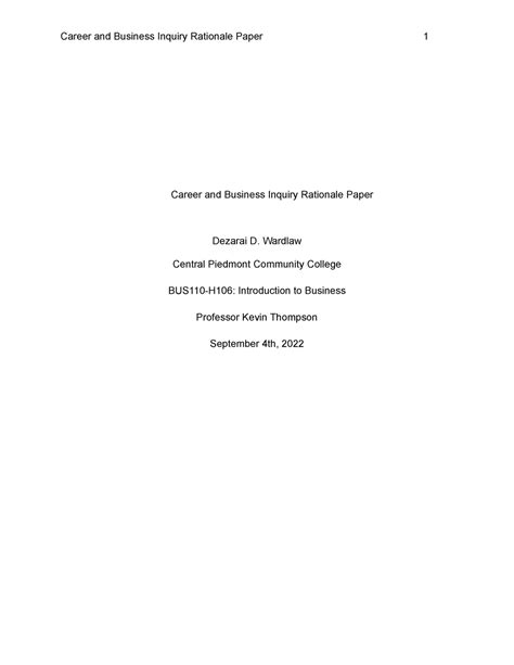 bus  career  business inquiry rationale paper career