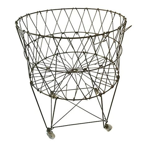 moda home vintage reproduction collapsible rolling metal laundry basket