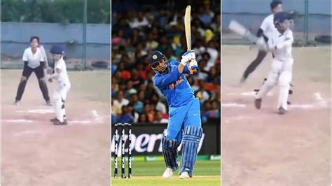 kid plays ms dhonis trademark helicopter shot  perfection video  viral  cricket