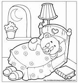 Coloring Pages Night Sleep Sleepover Teddy Bear Time Pajama Party Goodnight Color Tight Bed Printable Starry Holidays Drawing Good Sleeping sketch template