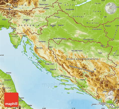physical map  croatia