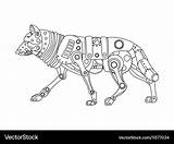 Steampunk Wolf Coloring Style Book Vector Vectorstock Royalty sketch template