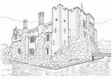 Castle Coloring Pages Adults Castles Architecture Adult Realistic Old Buildings Color Printable Books Fantasy Princess Drawings Print Disney Drawing Kent sketch template
