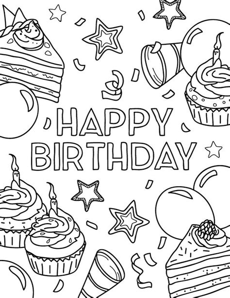 printable happy birthday coloring page happy birthday  happy