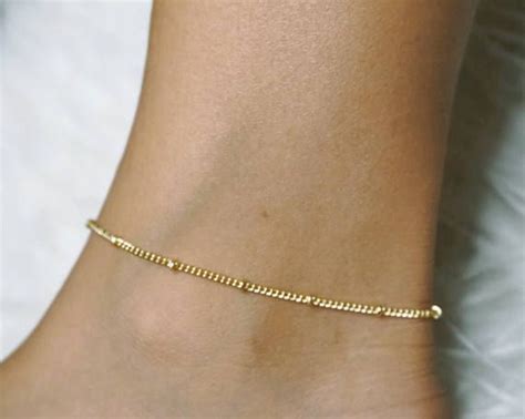 gold beaded anklet dainty ankle bracelet gold ankle etsy cavigliere