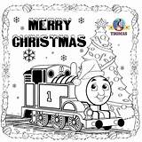 Coloring Thomas Christmas Pages Train Merry Printable Kids Print Santa Trains Friends Color Sheets Hat Snow Drawing Tank Engine Template sketch template
