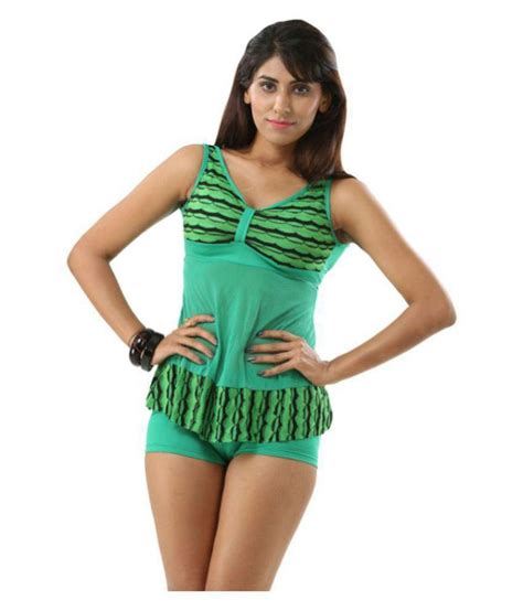 Buy Fascinating Lingerie Synthetic Green Tankinis Online At Best Prices