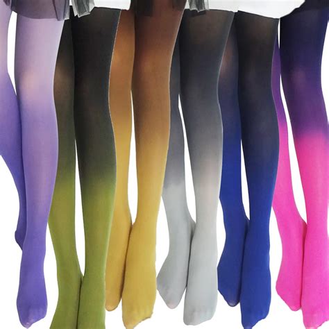 harajuku women s 120d velvet tights 2019 new candy color gradient