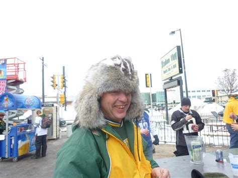 Green Bay Packers Dennis With His Badger Hat Outside