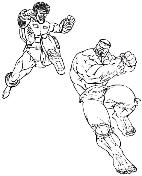 coloring hulk fight picture
