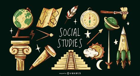 social studies elements illustration set vector