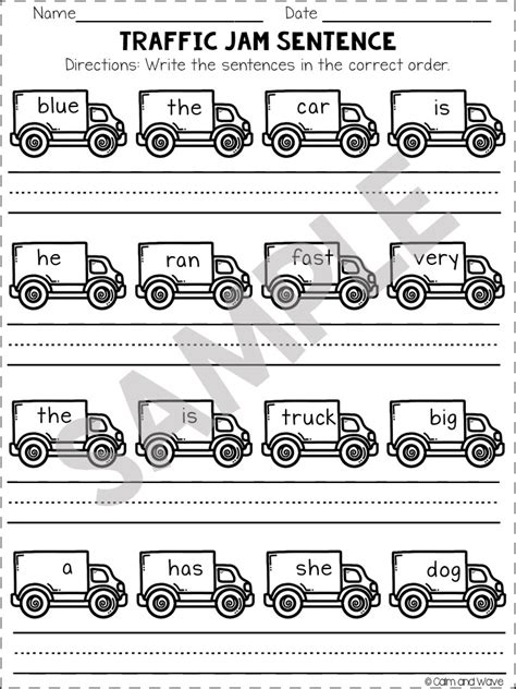 kindergarten  prep packet carvehicle themed english language