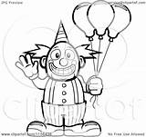 Clown Circus Balloons Holding Cartoon Clipart Coloring Waving Friendly Cory Thoman Outlined Vector 2021 sketch template