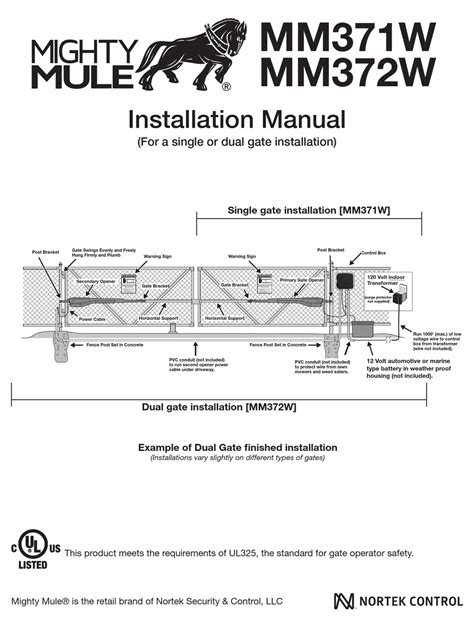 nortek control mighty mule mmw installation manual   manualslib