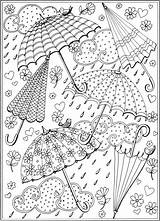 Coloring Spring Sheets Doverpublications Rain Pages Umbrella sketch template