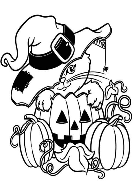 spooky cat coloring page