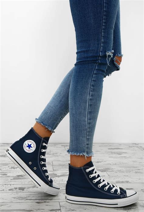 chuck taylor converse all star navy high top trainers girls ripped