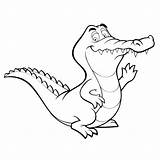Crocodile Coloring Cartoon Line Pages Baby Vector Book Getdrawings Getcolorings Stock sketch template