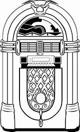 Jukebox 60s Coloring Pages Clker Clip Sheets Theme 50s Colouring sketch template