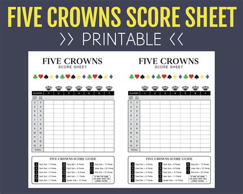 crowns score sheet printable score sheet digital etsy australia