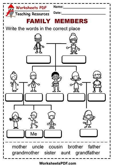 family members activity worksheets