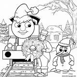 Thomas Coloring Pages Train Christmas Printable Color Sheets Friends Print Clipart Engine Drawing Winter Tank Kids Claus Activities Children Book sketch template