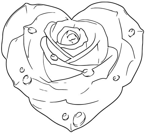 rose heart coloring page coloring pages