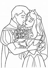 Coloring Pages Prince Princess Sleeping Beauty Disney Wedding Handsome Color Getcolorings Dress Printable Choose Board Popular Books Advertisement sketch template