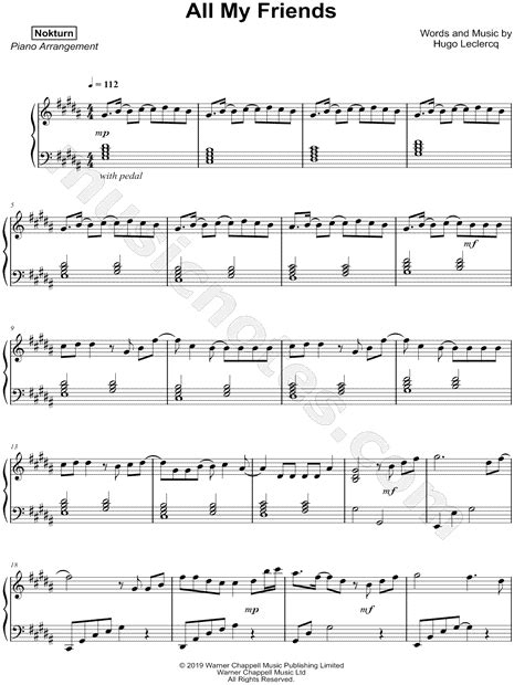 Nokturn All My Friends Sheet Music Piano Solo In G Minor