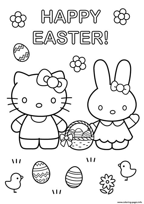 kitty  easter bunny coloring page printable