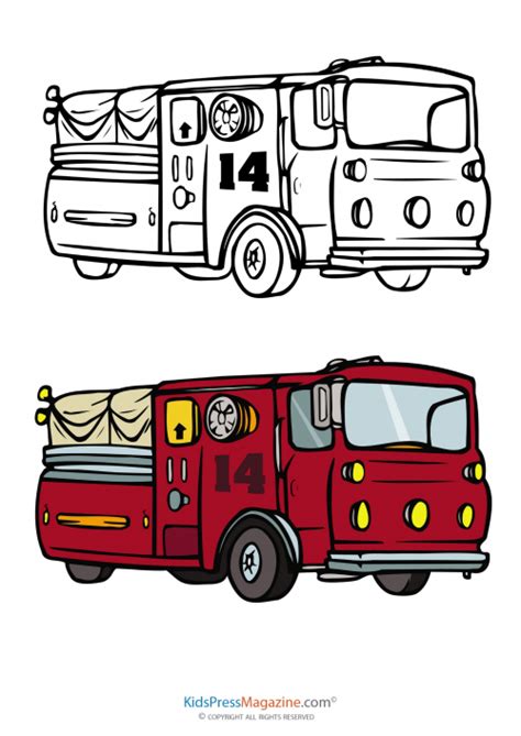 fire truck coloring page  fully colored reference