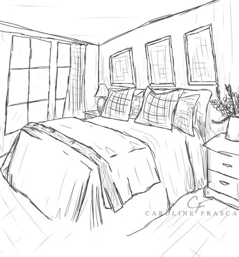 drawing bedroom  buildings  architecture printable