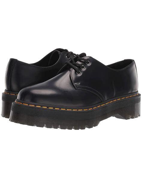 dr martens leather  quad platform shoes  black save  lyst