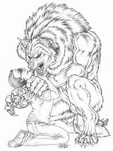 Werewolf Drawing Coloring Pages Dark Creepy Fantasy Drawings Getdrawings Mythical Deviantart sketch template