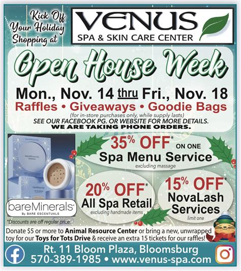 venus day spa open house starts today stop   call