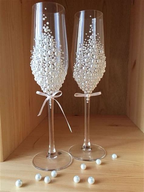 2019 Wedding Champagne Glasses Table Decor Ideas Украшенные винные