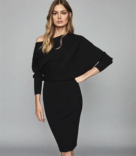 reiss lara off the shoulder knitted dress iconic dresses classy